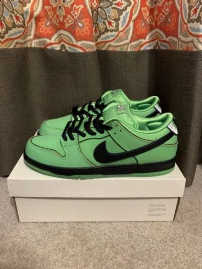 Pre-owned Nike Size 12 Men  Sb Dunk Low The Powerpuff Girls Buttercup Fz8319-300 Brand In Green