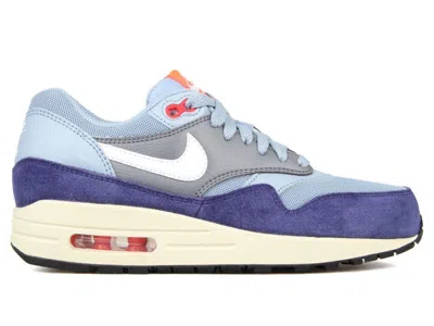 Pre-owned Nike Size 12 Women Air Max 1 Essential Shoes 599820 400 Blue White Black Red Grey