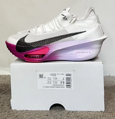 Pre-owned Nike Size 8.5w- Air Zoom Alphafly Next% 3 White/black-purple Agate Fd8315-100