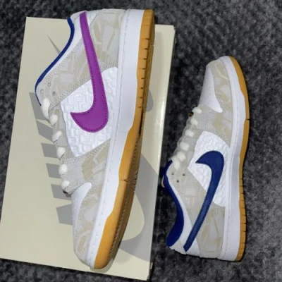 Pre-owned Nike Size 9 M -  Rayssa Leal X Dunk Sb Low Deep Royal Vivid Purple In White