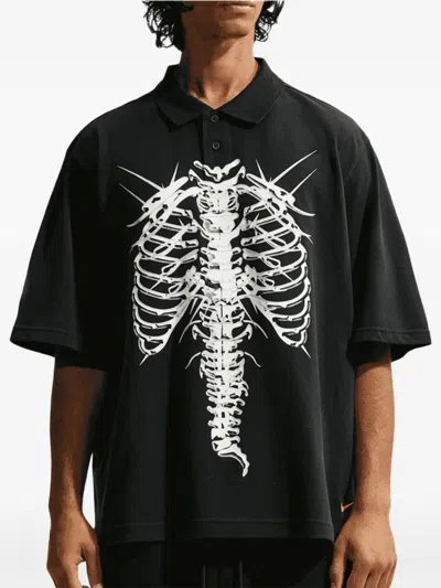 Nike Skeleton-print Polo Shirt In Black