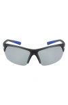 Nike Skylon Ace 69mm Rectangular Sunglasses In Matte Grey/silver Mirror