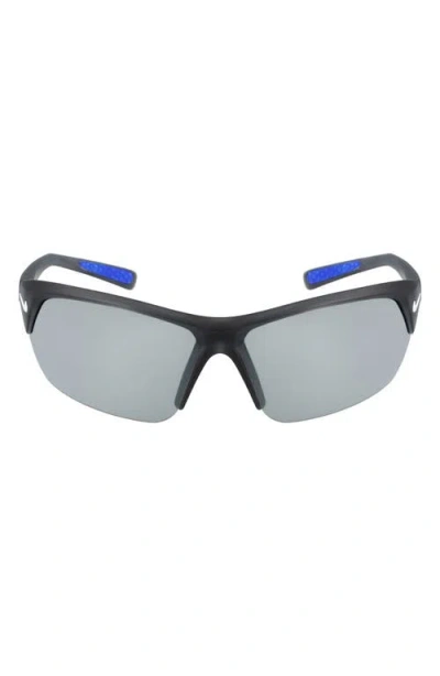 Nike Skylon Ace 69mm Rectangular Sunglasses In Matte Grey/silver Mirror