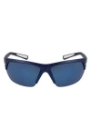 Nike Skylon Ace 69mm Wrap Sunglasses In Blue