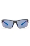 Nike Skylon Ace Square Sunglasses In Matte Black/grey Blue Mirro