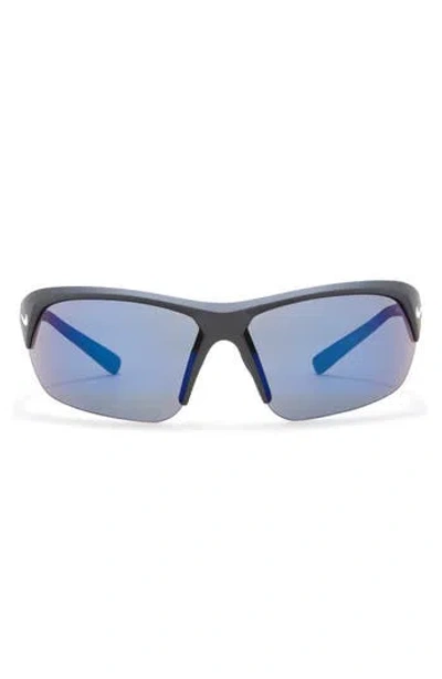 Nike Skylon Ace Square Sunglasses In Matte Black/grey Blue Mirro