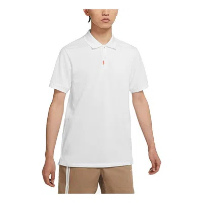 Nike Slim Fit Athleisure Casual Sports Lapel Short Sleeve Polo Shirt White