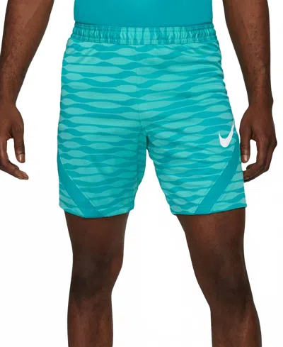 Nike Slim Fit Striped Soccer Shorts In Aqua In Blue