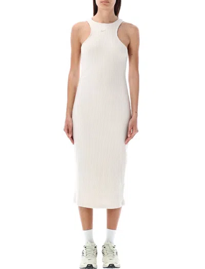 Nike Slim Sleeveless Ribbed Midi Dress In White