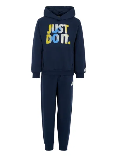 Nike Kids' Slogan-print Tracksuit Set In Blue