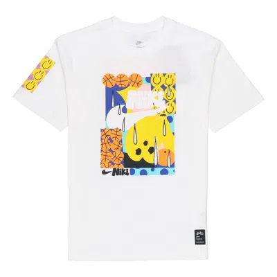 Nike Smiling Face Basketball Pattern Printing Breathable Sports Short Sleeve White