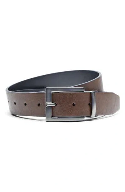 Nike Smooth Faux Leather Belt In Brown/black