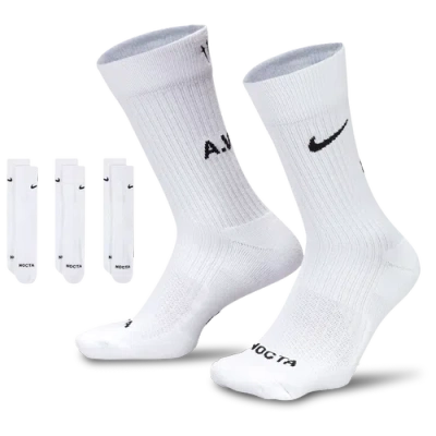Nike Unisex Nocta Crew Socks 3 Pack In White