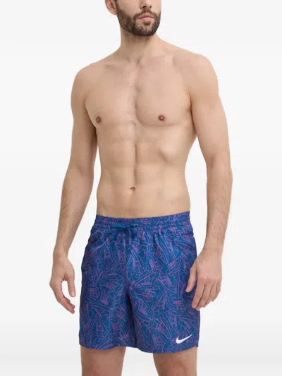 Nike Sneaker-print Swim Shorts In Blue