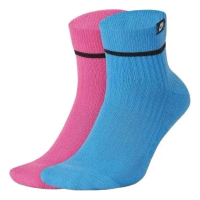 Nike Snkr Sox Ankle Contrasting Colors Sport Socks 2 Pairs Blue / Pink In Multi