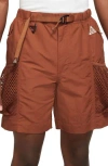 Nike Snowgrass Water Repellent Nylon Cargo Shorts In Dark Russet/monarch/white