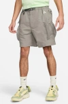 Nike Snowgrass Water Repellent Nylon Cargo Shorts In Dark Stucco/summit White