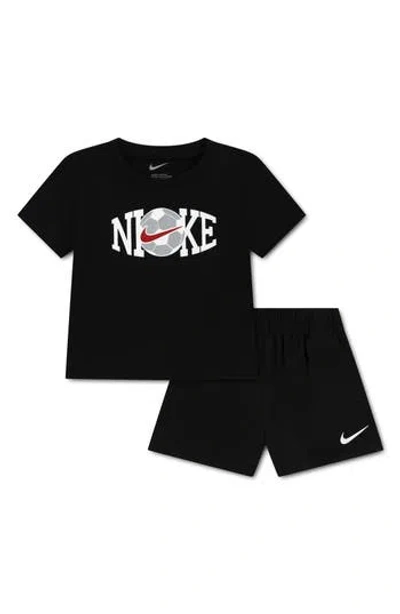 Nike Babies'  Soccer Graphic T-shirt & Shorts Set In Black