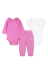 Nike Solid 3-piece Bodysuits & Joggers Set In Multi