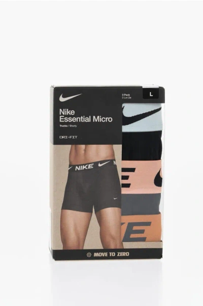 Nike Solid Color 3 Pairs Boxers Set With Logoed Band In Black