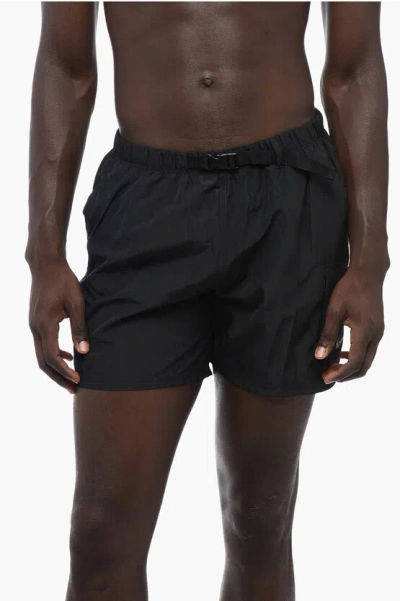 Nike Solid Color Cargo Swim Shorts With Industrial Belt In Black