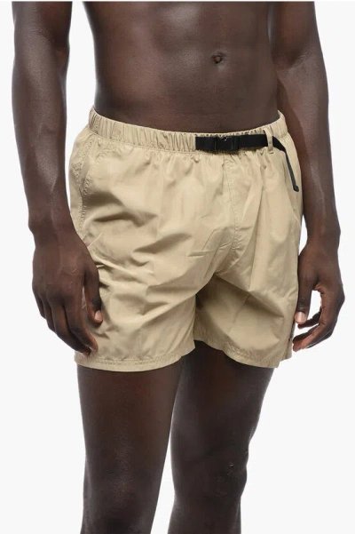 Nike Solid Color Cargo Swim Shorts With Industrial Belt In Neutral