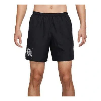 Nike Solid Color Cartoon Pattern Printing Quick Dry Running Training Shorts Black