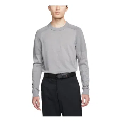 Nike Solid Color Golf Sports Round Neck Long Sleeves Wool Sweater Men's Grey In Gray