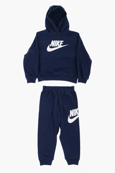 Nike Solid Color Hoodie And Joggers Set With Printed Logo In Pink