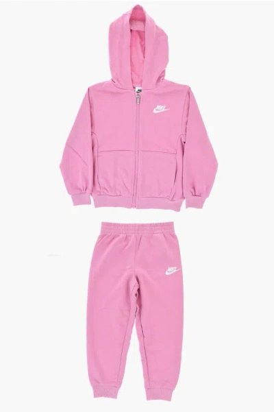 Nike Solid Color Joggers And Full Zip Sweatshirt Set With Contras