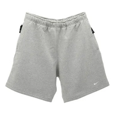 Nike Solid Color Logo Straight Loose Casual Shorts Unisex Gray