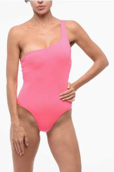 Nike Solid Color One-shoulder One Piece Swimsuit