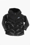 Nike Solid Color Padded Jacket With Faux Fur Inside The Hood