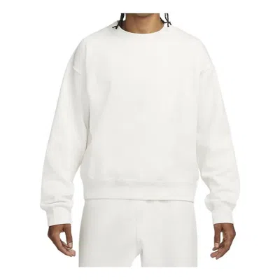 NIKE NIKE SOLID COLOR ROUND NECK DROPPED SHOULDER SLEEVES STRAIGHT LONG SLEEVES HOODIE MEN'S WHITE