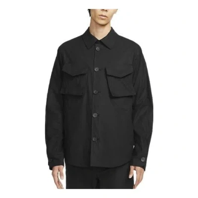 Nike Solid Color Shirt Jacket Black In Animal Print
