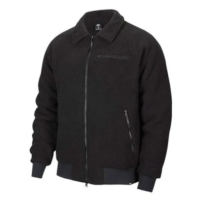Nike Solid Color Stand Collar Casual Sports Fleece Lined Jacket Black