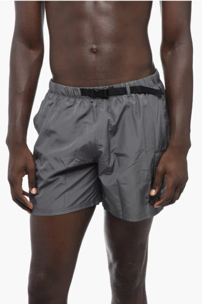 Nike Solid Color Swim Shorts With Industrial Belt In Gray