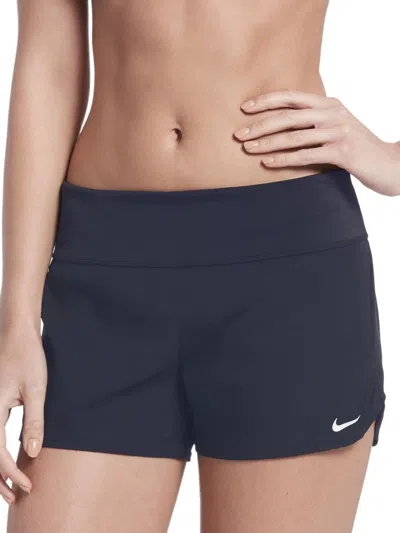 Nike Solid Element Board Shorts Women's Blue Stretch High Waisted Dsgl1018