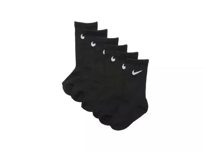 Nike Solid Kids' Crew Socks 6 Pack In Black