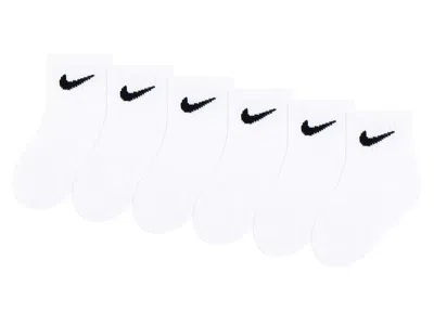 Nike Solid Kids' Quarter Ankle Socks 6 Pack In White