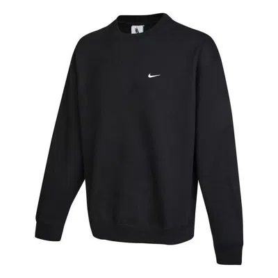 Nike Solo Swoosh Oversized Logo-embroidered Cotton-blend Jersey Sweatshirt In Black