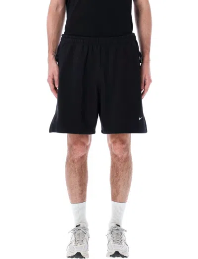 Nike Solo Swoosh Embroidered Fleece Shorts In Black