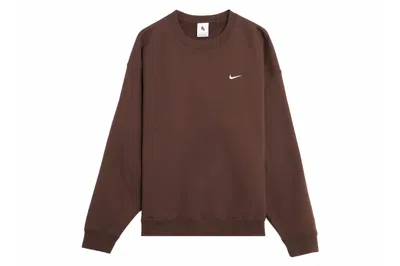 Pre-owned Nike Solo Swoosh Fleece Crewneck Hoodie Baroque Brown