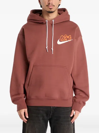 Nike Solo Swoosh Fleece Hoodie In Burgundy