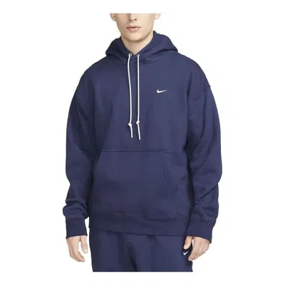 Nike Solo Swoosh Fleece Hoodie 'midnight Navy' In Blue