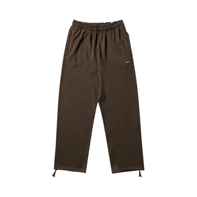 Pre-owned Nike Solo Swoosh Fleece Open-hem Pants 'dark Hazel/white' | Brown | Men's Size Xl