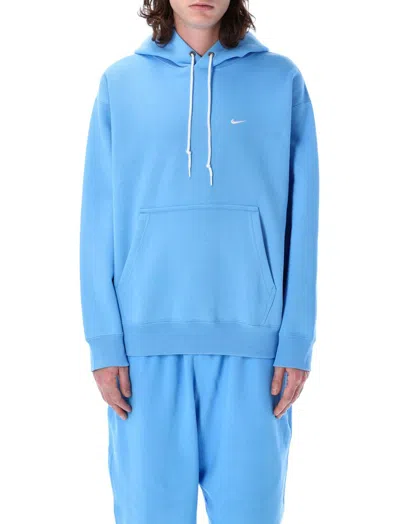 Nike Cotton Blend Hoodie Kangaroo Pocket In Blue
