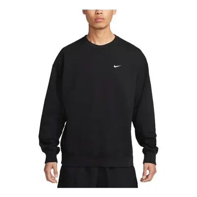 Nike Solo Swoosh Oversized Logo-embroidered Cotton-blend Jersey Sweatshirt In Black