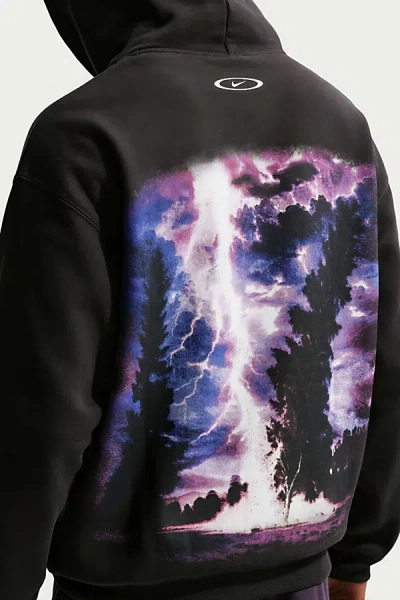 Nike Solo Swoosh Graphic Hoodie Sweatshirt In Washed Black, Men's At Urban Outfitters