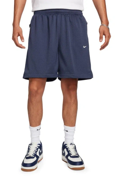 Nike Solo Swoosh Mesh Athletic Shorts In Thunder Blue/ White